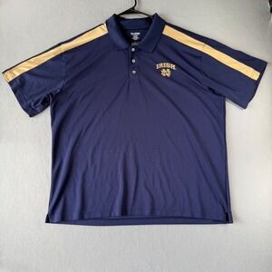 Pro Edge Notre Dame Irish Polo Shirt 2XL Navy Blue Gold Stripe NCAA Sportswear